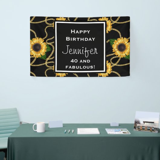 Classy Yellow Sunflower Stylish Pattern Birthday Spandoek (Beurs)