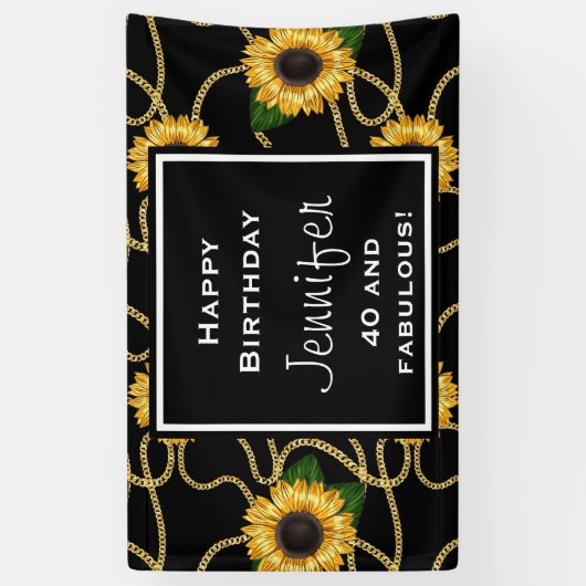 Classy Yellow Sunflower Stylish Pattern Birthday Spandoek (Verticaal)