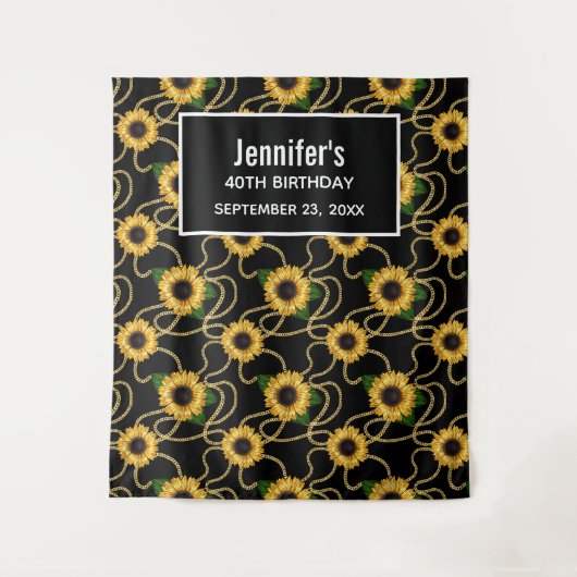 Classy Yellow Sunflower Stylish Pattern Birthday Wandkleed (Voorkant)
