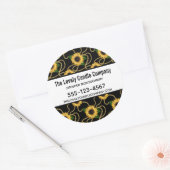 Classy Yellow Sunflower Stylish Pattern Business Ronde Sticker (Envelop)