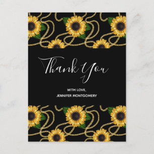 Classy Yellow Sunflower Stylish Pattern Hartelijk  Briefkaart