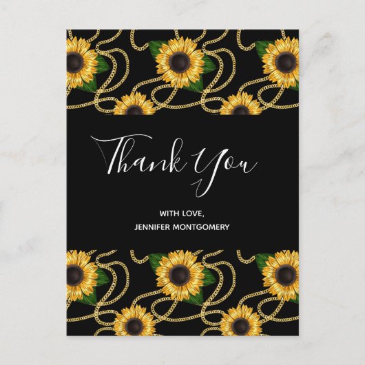 Classy Yellow Sunflower Stylish Pattern Hartelijk Briefkaart (Voorkant)