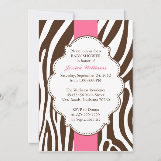 Classy Zebra Baby shower Kaart (Voorkant)