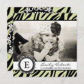 Classy Zebra Birthday Party Invitation Kaart (Voorkant / Achterkant)