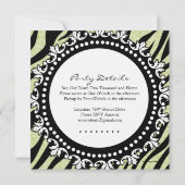 Classy Zebra Birthday Party Invitation Kaart (Achterkant)