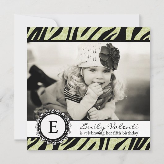 Classy Zebra Birthday Party Invitation Kaart (Voorkant)