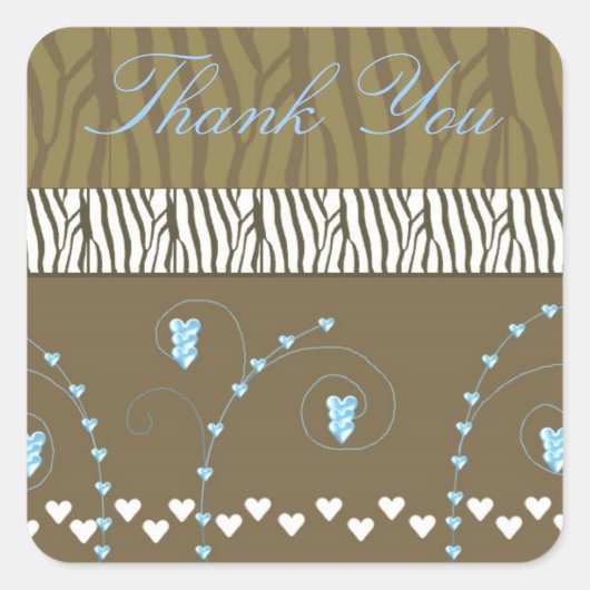 Classy Zebra Print Dank je Vierkante Sticker (Voorkant)