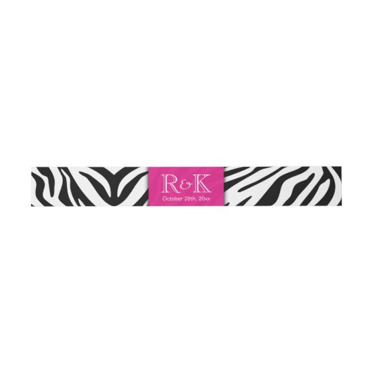Classy Zebra Print Hot Pink bruiloft Initialen Dat Uitnodigingen Wikkel (Vlak)
