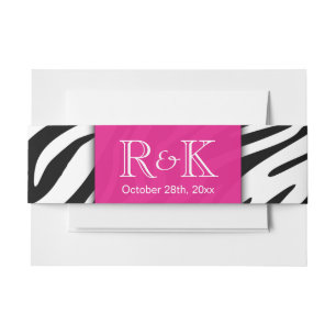 Classy Zebra Print Hot Pink bruiloft Initialen Dat Uitnodigingen Wikkel
