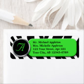 Classy Zebra Print Lime Monogram Étiquettes de adr (En situation)