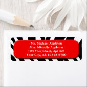 Classy Zebra Print Red Adresetiketten Etiket (Insitu)