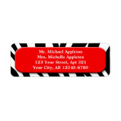Classy Zebra Print Red Adresetiketten Etiket (Voorkant)