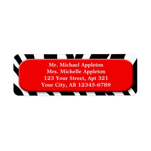 Classy Zebra Print Red Adresetiketten Etiket (Voorkant)
