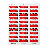 Classy Zebra Print Rode keuken baklabels Etiket (Full Sheet)