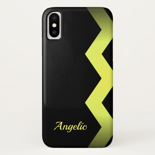 Classy Zig zag Geel Gepersonaliseerd Case-Mate iPhone Case (Achterkant)