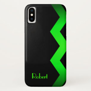 Classy Zig zag Groen Gepersonaliseerd iPhone X Hoesje
