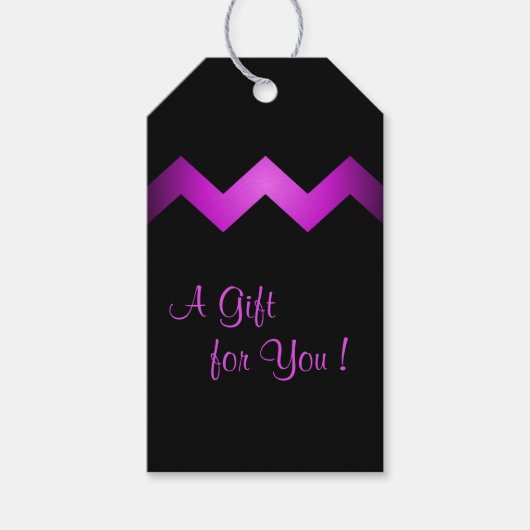 Classy Zigzag Paars op zwart Cadeaulabel (Voorkant)