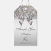 Classy zilveren pailletten strik dank u cadeaulabel (Voorkant)