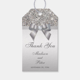 Classy zilveren pailletten strik dank u cadeaulabel