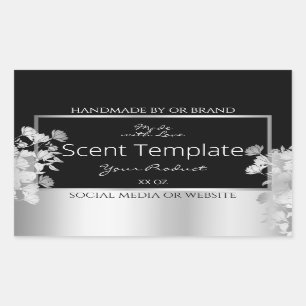 Classy Zwart Bloemen Product Verpakking Label Zilv