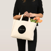 Classy zwart cirkel wit dank u partij gunst mini tote bag (Voorkant (product))