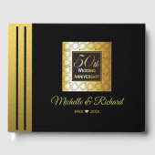 Classy zwart en goud 50ste bruiloft Jubileum Gastenboek (Voorkant)