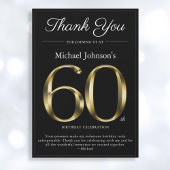 Classy Zwart en Goud 60e Verjaardag Dank u Kaart