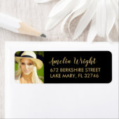 Classy Zwart en Goud Custom Photo Afstuderen Etiket (Insitu)