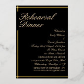 Classy zwart en goud repetitie diner folie uitnodiging (Voorkant)