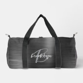 Classy zwart geborsteld metaal grijs wit monogram plunjezak (Voorkant)