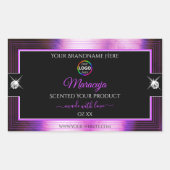 Classy zwart glanzend Paarse met Logo Product Labe Rechthoekige Sticker (Voorkant)