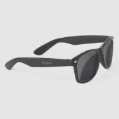 Classy Zwart Goud Script Monogram Naam Zonnebrillen (Rechts)