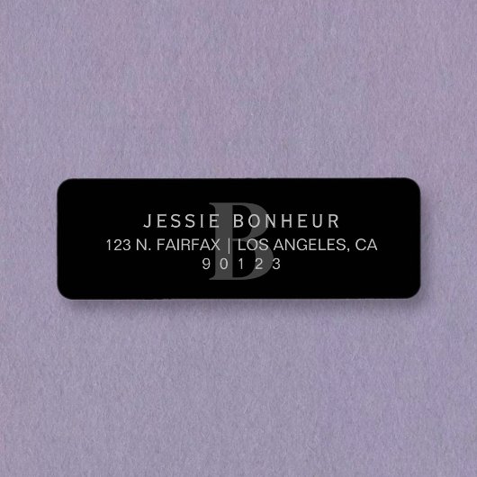 Classy zwart & licht donkergrijs retouradres etiket