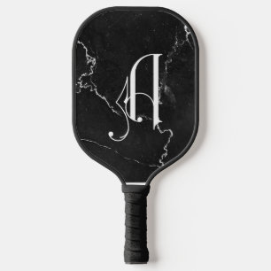 Classy zwart marmer decoratief A gepersonaliseerd Pickleball Paddle