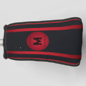 Classy zwart met rode strepen Initiaal monogram Golfheadcover (Voorkant)