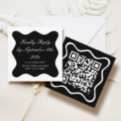 Classy zwart-wit bruiloft RSVP QR-code Informatiekaartje