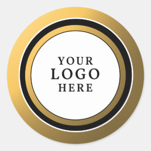 Classy zwart wit en goud uw Logo branded Ronde Sticker