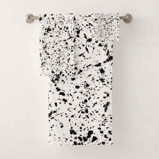Classy Zwart Wit Marmer Terrazzo Bad Handdoek (Insitu)