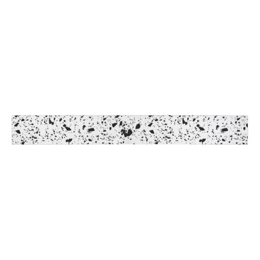Classy Zwart Wit Marmer Terrazzo Grosgrain Lint (Voorkant)
