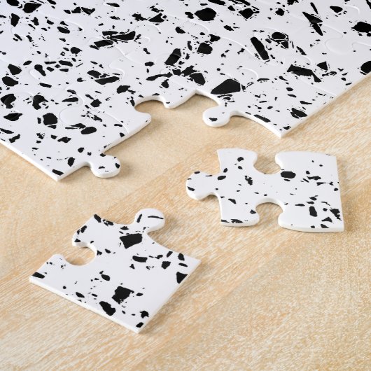 Classy Zwart Wit Marmer Terrazzo Legpuzzel (Zijkant)