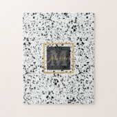 Classy Zwart Wit Marmer Terrazzo Legpuzzel (Verticaal)