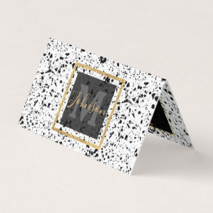 Classy Zwart Wit Marmer Terrazzo Visitekaartjes