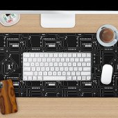 Classy Zwart Wit Retro Computer Circuit Board Bureaumat