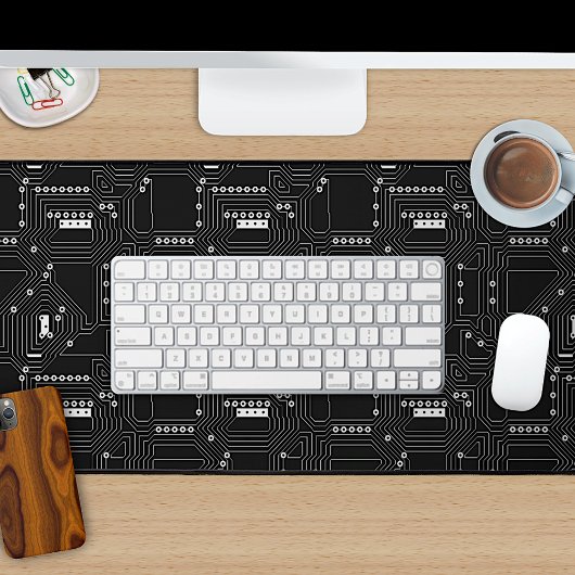 Classy Zwart Wit Retro Computer Circuit Board Bureaumat