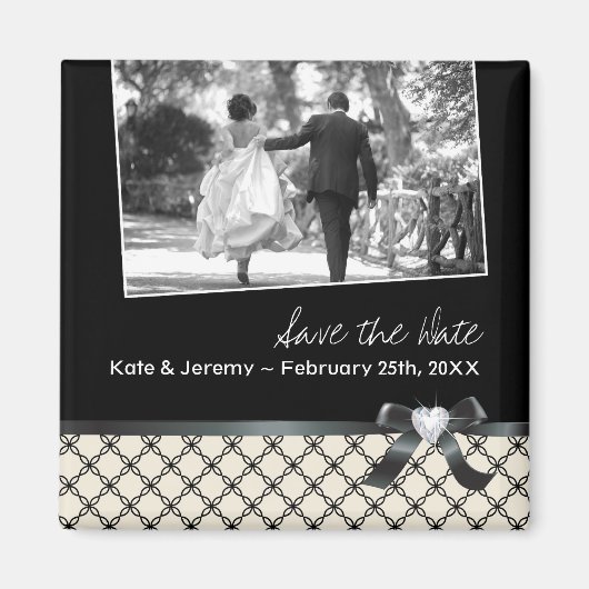 Classy Zwart-wit Save the Date Magneet (Voorkant)