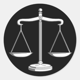 Classy Zwart & Wit Schalen van Gerechtigheid   Rec Ronde Sticker