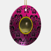 CLASSYBLACK PINK PAARSE FUCHSIA DAMASK GEM KERAMISCH ORNAMENT (Rechts)