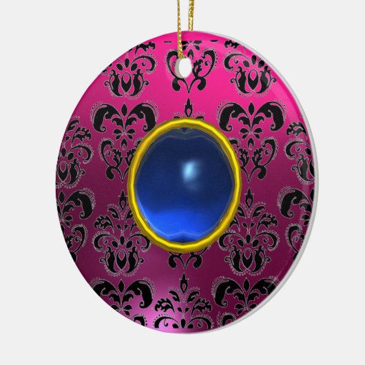 CLASSYBLACK PINK PAARSE FUCHSIA DAMASK GEM KERAMISCH ORNAMENT (Links)