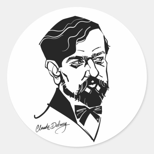 Claude Debussy Ronde Sticker (Voorkant)