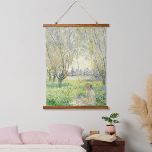 Claude Monet Art Vrouwen Zittend Onder Willow Hangend Wandkleed
